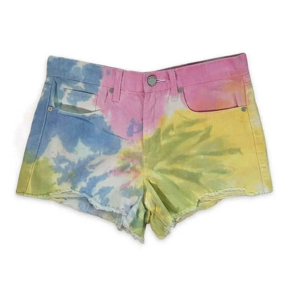Blank NYC Vintage High Rise The Barrow Tie Dye Cut Off Denim Jean Shorts Size 28 - Picture 7 of 10